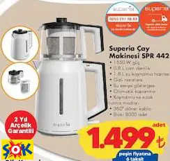 SUPERİA SPR 442 ÇAY MAKİNESİ 1650 W
